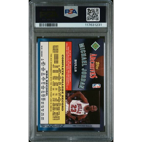 Michael Jordan 1992-93 Topps Archives #52 PSA 9 MINT Chicago Bulls BASKETBALL - Picture 3 of 3
